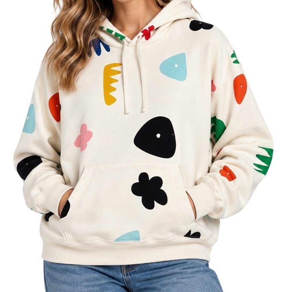 Jordan Cream Abstract Geometric Print Sweatshirt Women's XL